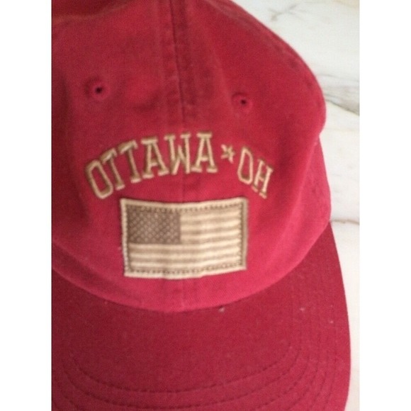 Vintage My Town Ottawa OH Red Baseball Cap 100% Cotton Adjustable Strapback Hat - Picture 2 of 5